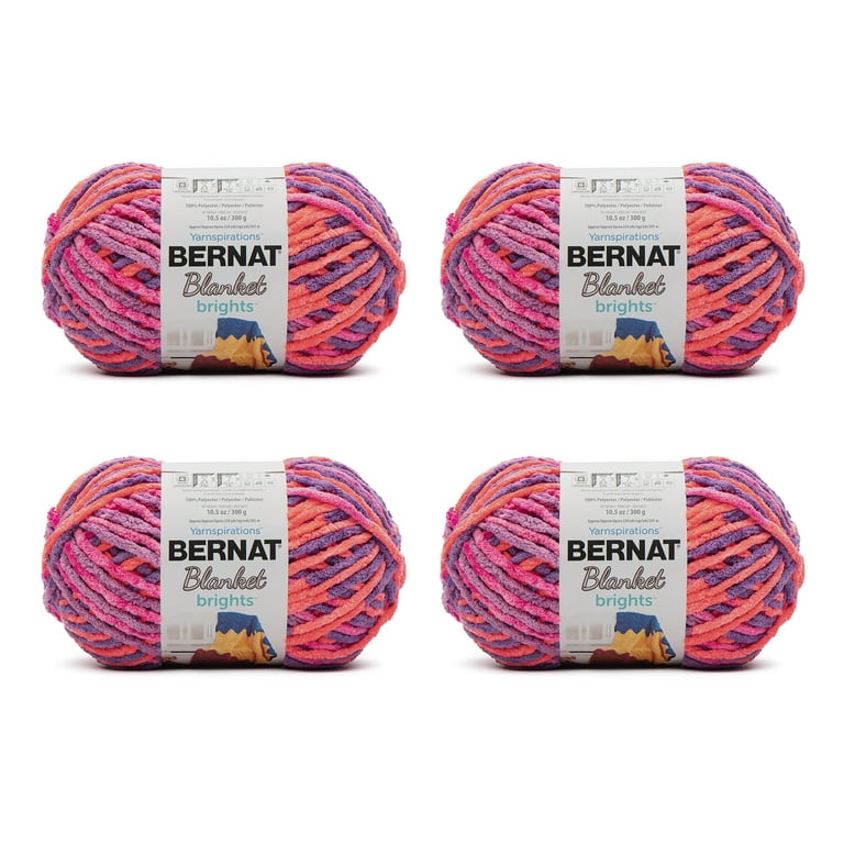 Bernat® Blanket Brights™ #6 Super Bulky Polyester Yarn, Neon Sherbet  10.5oz/300g, 220 Yards (4 Pack)