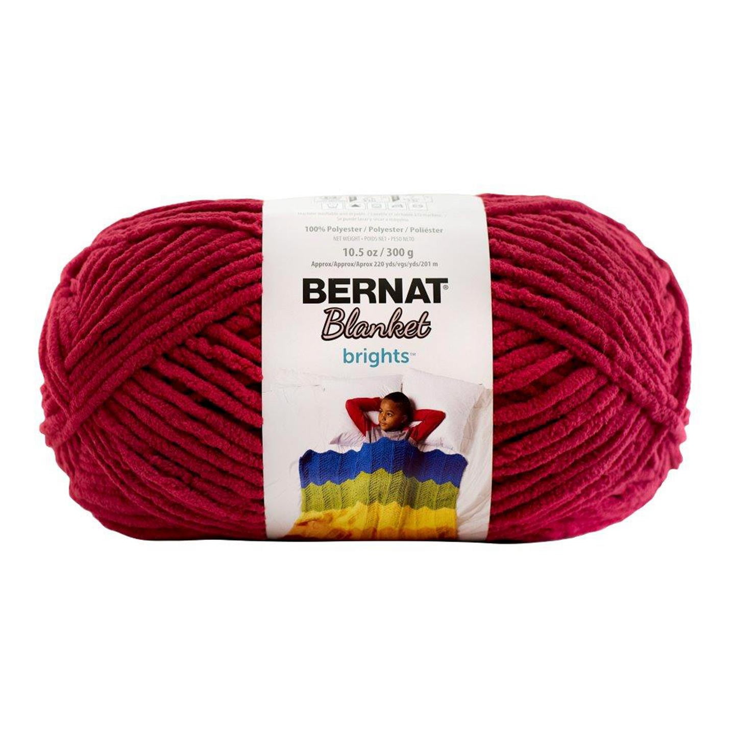 Bernat Blanket Brights 6 Super Bulky Polyester Yarn, Race Car Red 10.5oz/300g, 220 Yards