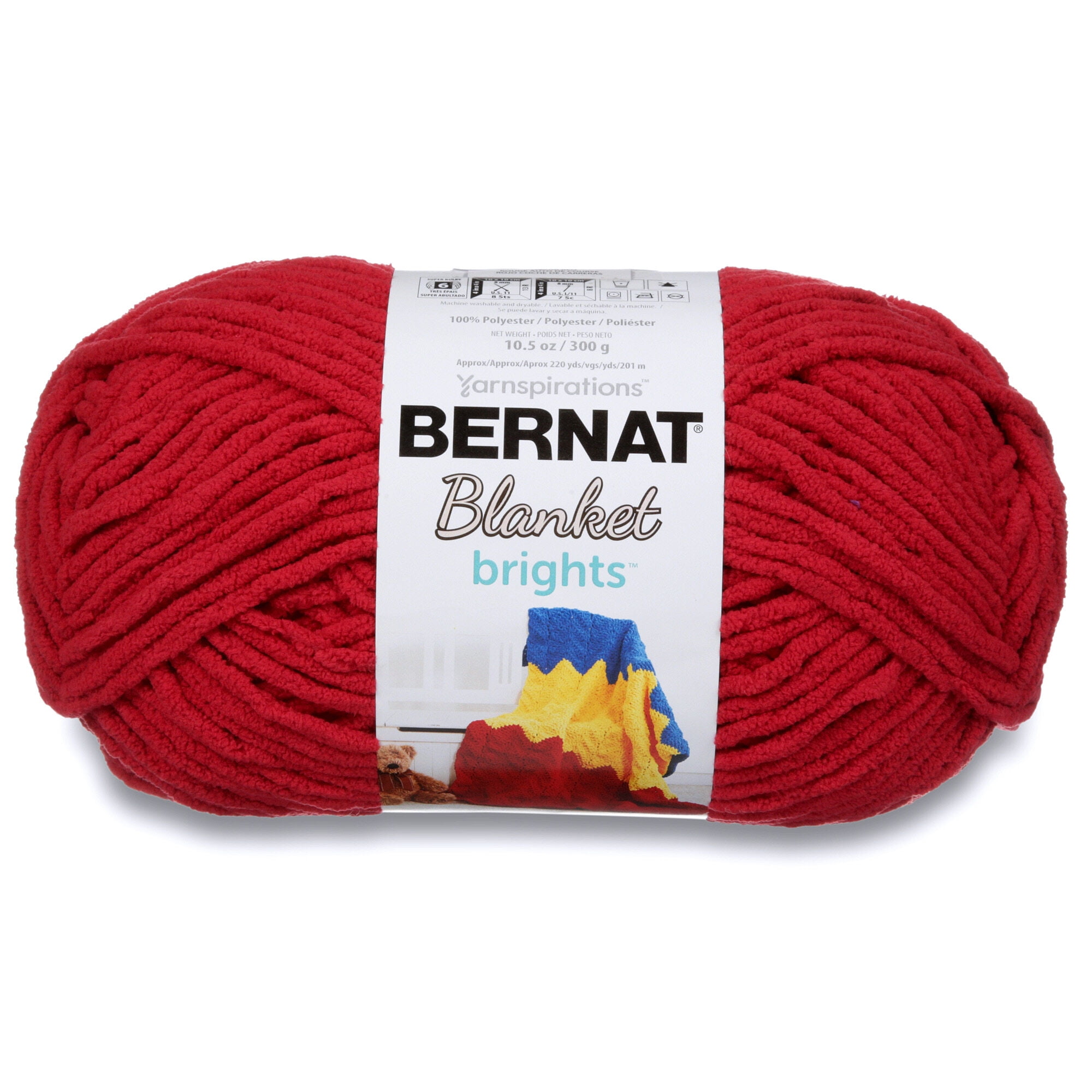 CRIMSON 10786 Bernat Blanket Yarn~220yds~ 10.5 oz Skein ~Bernat Blanket  Yarn~Super Bulky (6) ~ Blanket Yarn - Red Holiday Yarn Chenille