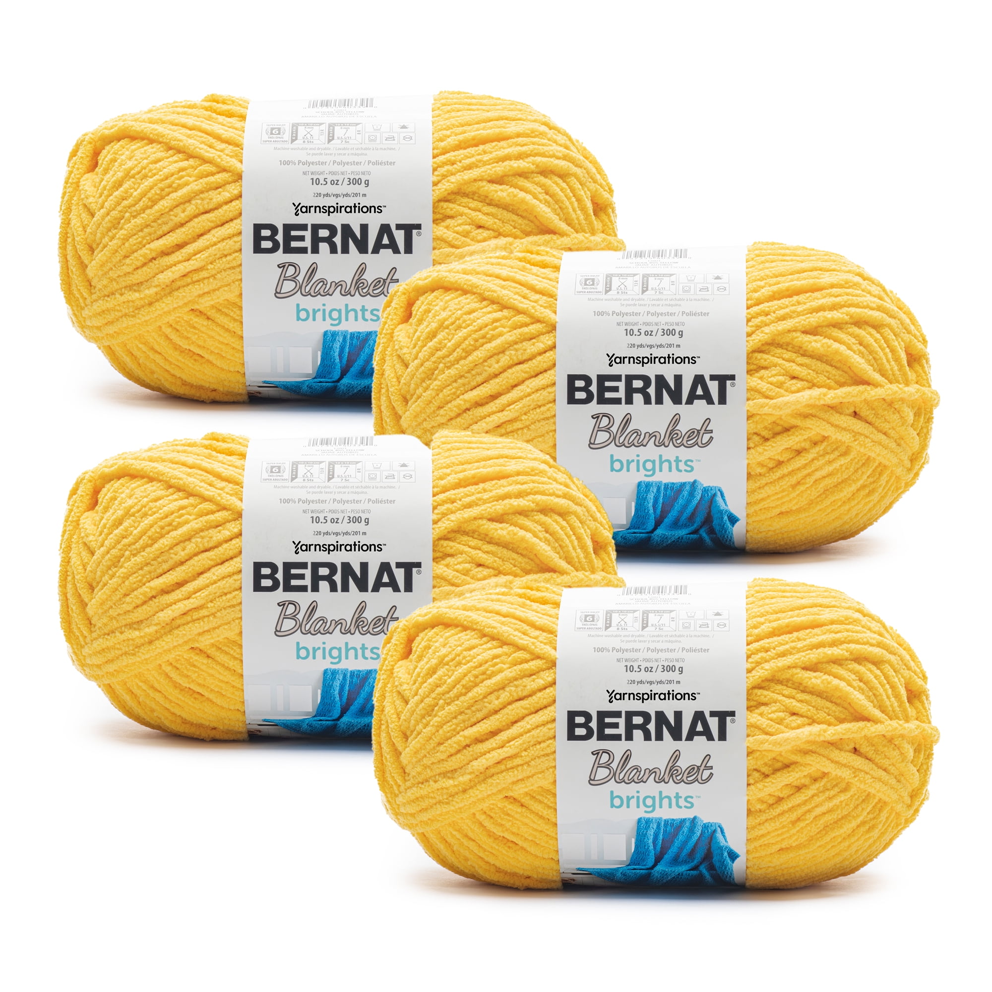 Bernat Blanket Brights SCHOOL BUS YELLOW 12003 Yarn Big 10.5 Oz Skein /  Bernat Blanket Yarn New Colors 