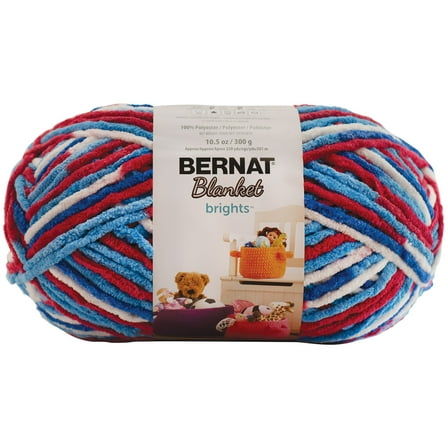 Bernat® Blanket Brights™ #6 Super Bulky Polyester Yarn, Red White & Boom 10.5oz/300g, 220 Yards