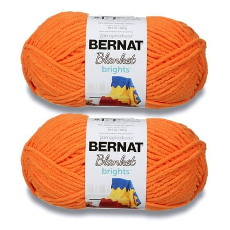Bernat Blanket Brights Carrot Orange Yarn - 2 Pack of 300g/10.5oz - Polyester - 6 Super Bulky - 220 Yards - Knitting/Crochet