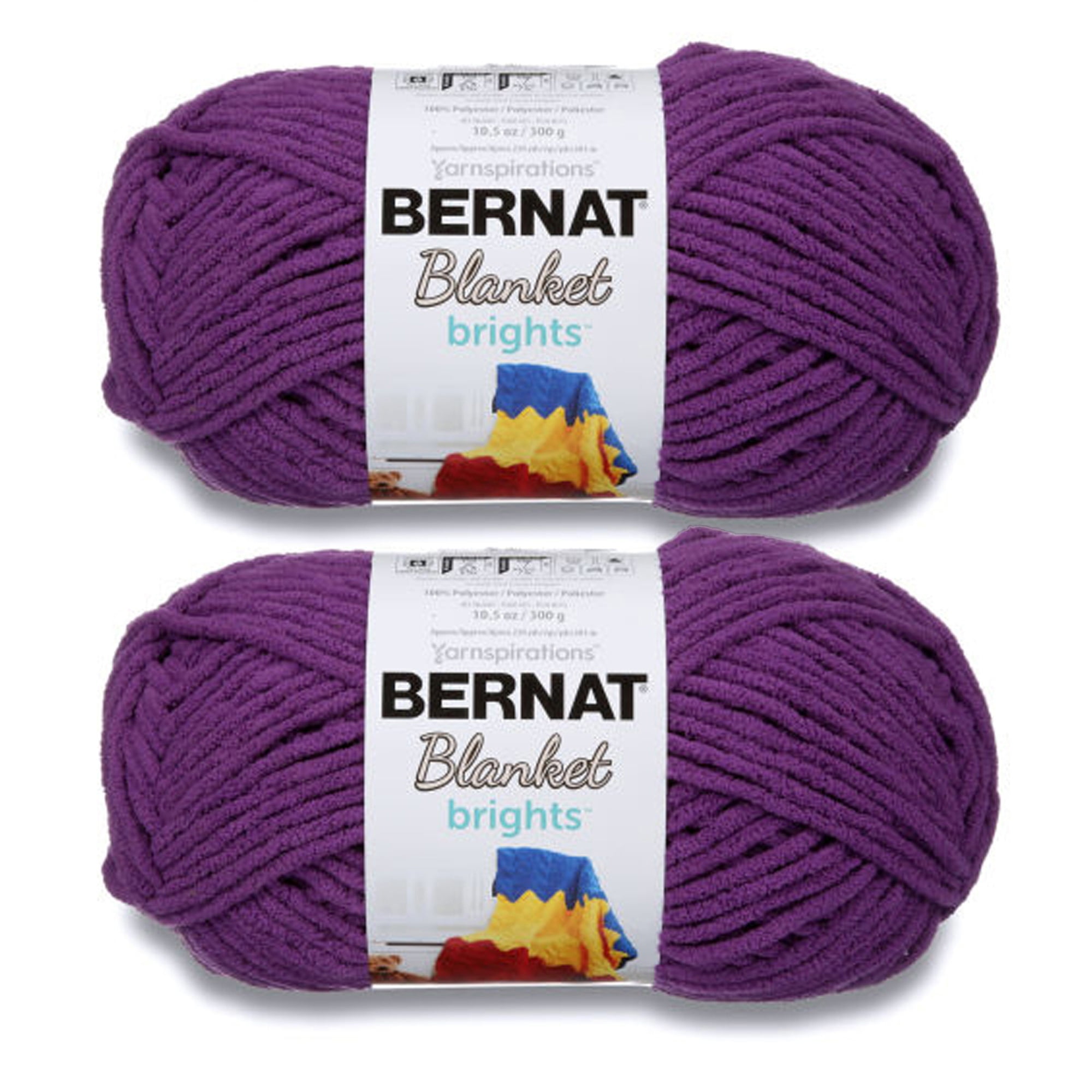 Bernat Blanket Brights Pow Purple Yarn - 2 Pack of 300g/10.5oz