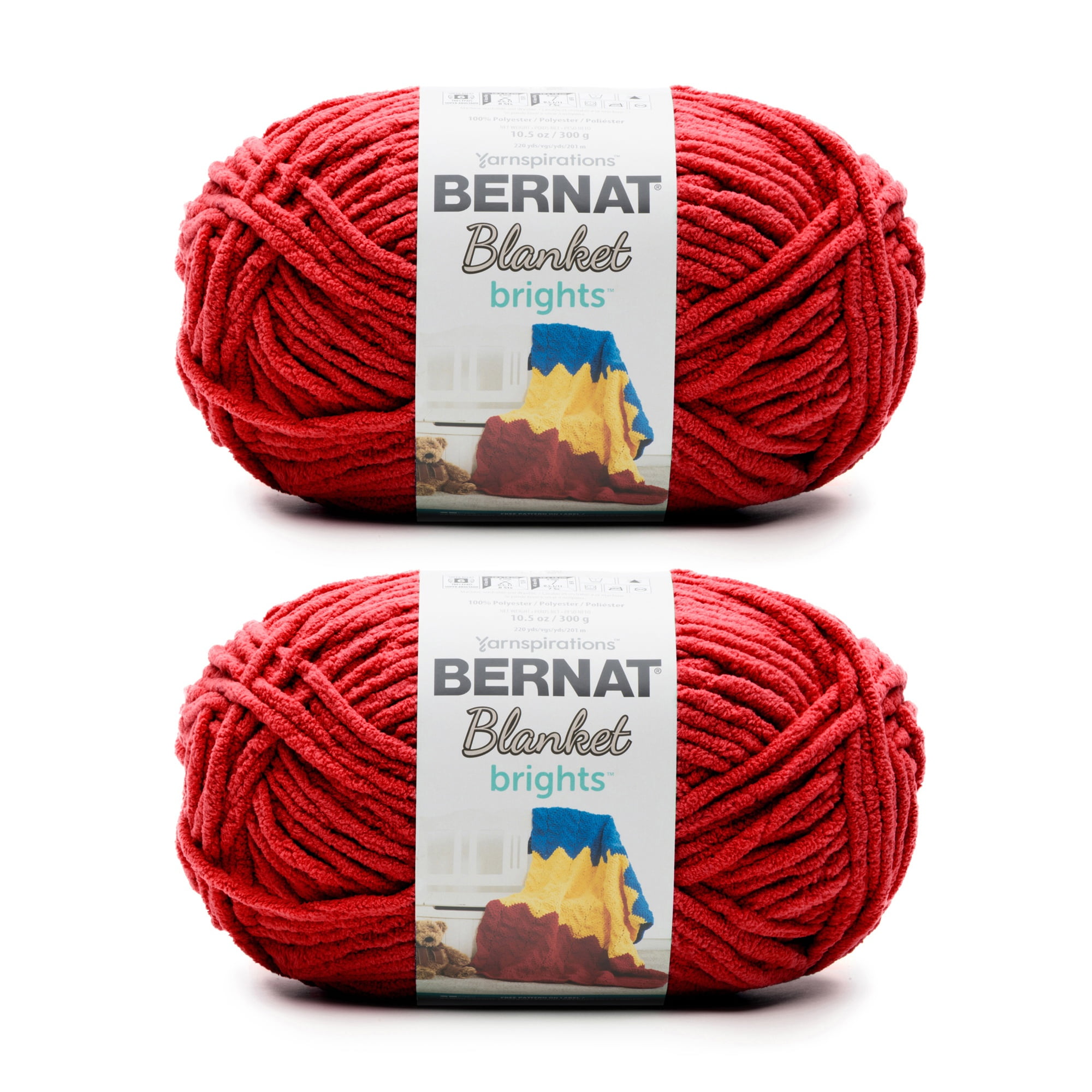 Bernat Forever Fleece #6 Super Bulky Polyester Yarn, Rumpus Red 9.9oz/280g, 194 Yards (2 Pack)