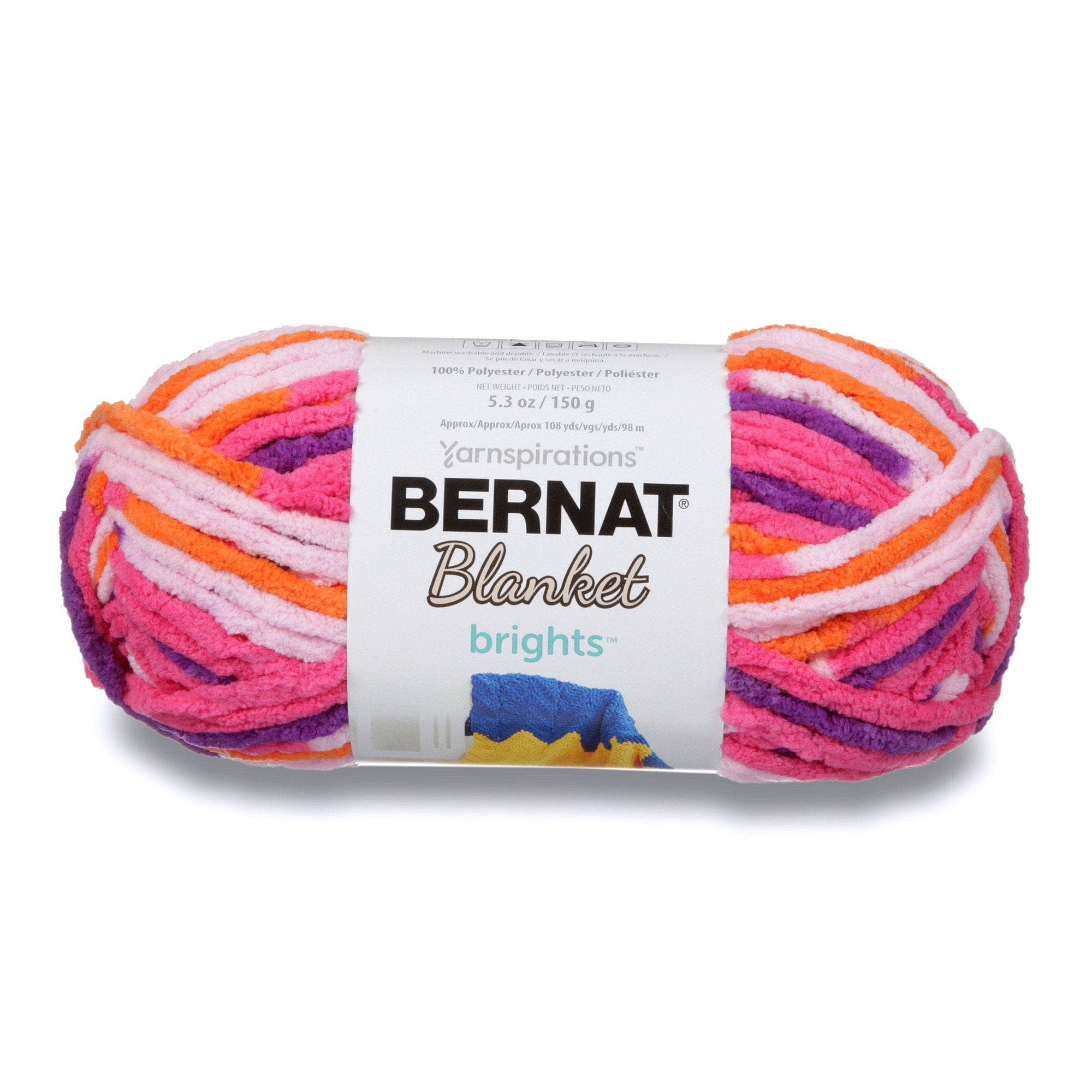 Bernat Blanket Brights Yarn - 2 Big Balls - Solid Colors - with Needle  Gauge (Pow Purple)