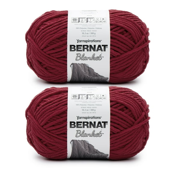 Bernat Blanket Crimson Yarn - 2 Pack of 300g/10.5oz - Polyester - 6 Super Bulky - 220 Yards - Knitting/Crochet