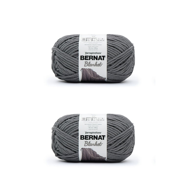 Bernat Blanket Dark Gray Yarn - 2 Pack of 300g/10.5oz - Polyester - 6 Super Bulky - 220 Yards - Knitting/Crochet