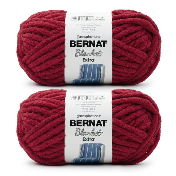 Bernat® Blanket Extra™ #7 Jumbo Polyester Yarn, Crimson 10.5oz/300g, 97 Yards (2 Pack)