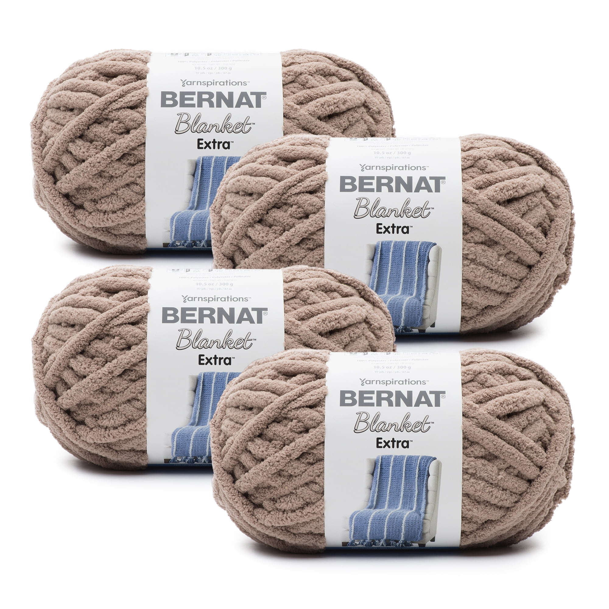 Bernat® Blanket Extra™ #7 Jumbo Polyester Yarn, Vapor Gray 10.5oz/300g, 97  Yards (4 Pack) 
