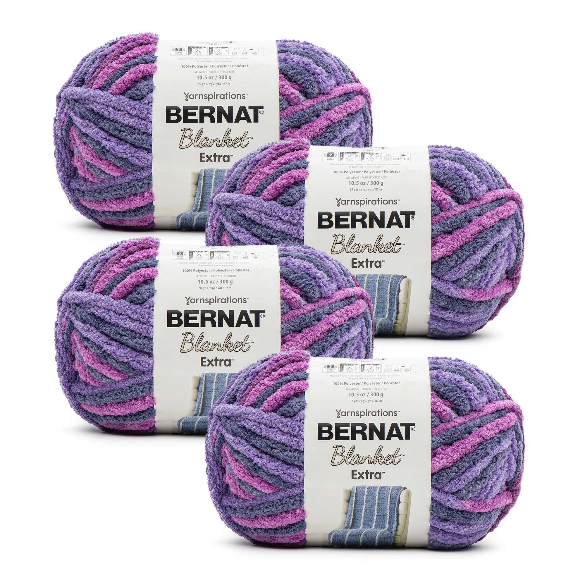 Bernat® Blanket Extra™ 7 Jumbo Polyester Yarn, Purple Sunset 10.5oz/300g, 97 Yards (4 Pack