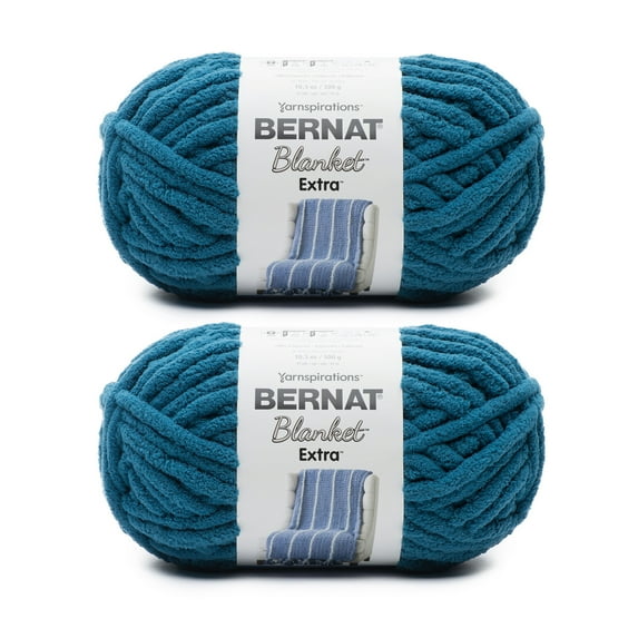 Bernat® Blanket Extra™ #7 Jumbo Polyester Yarn, Velveteal 10.5oz/300g, 97 Yards (2 Pack)