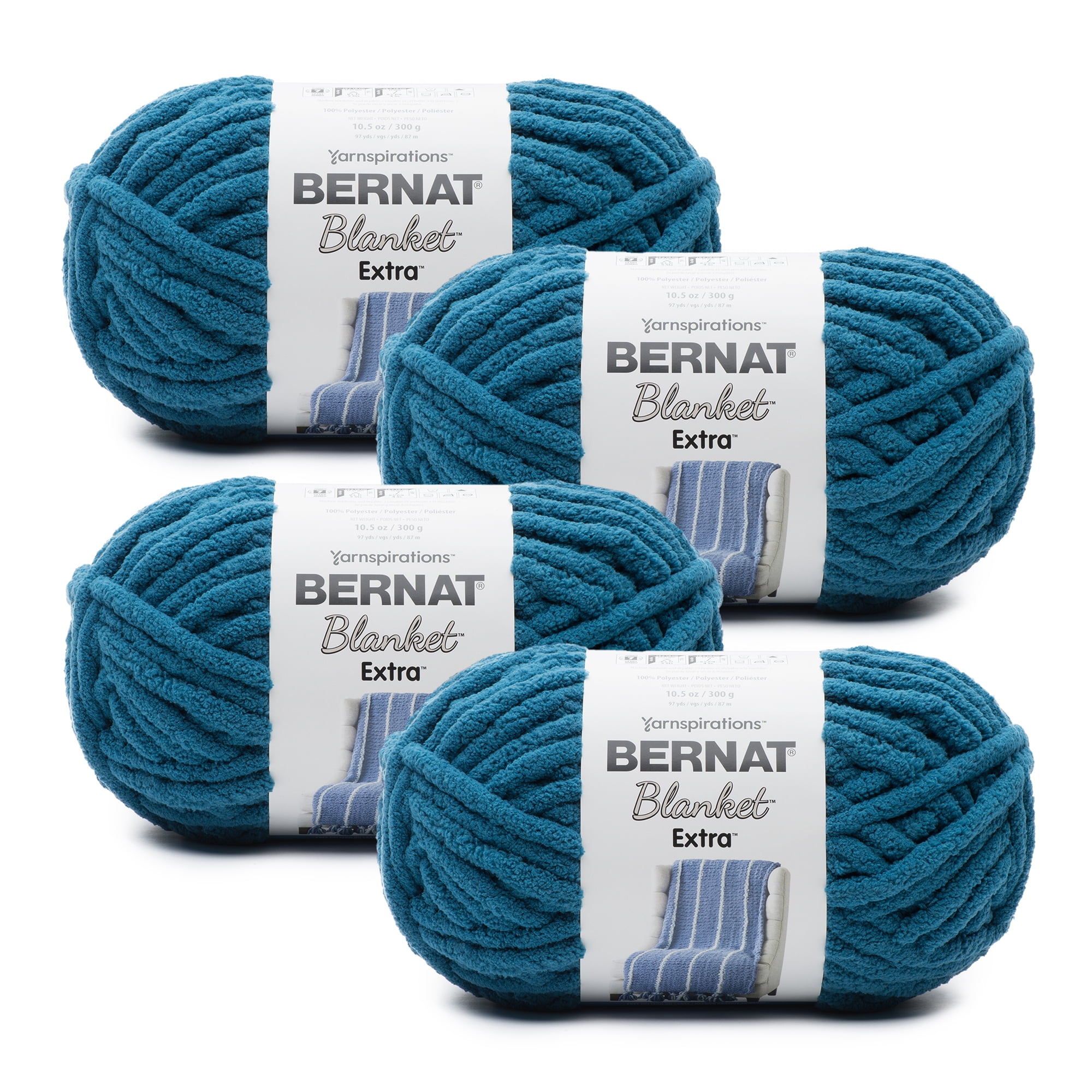 Bernat Yarn Blanket Extra Blanket Yarn, Jumbo Gauge #7, 2-Pack (Softened Blue)
