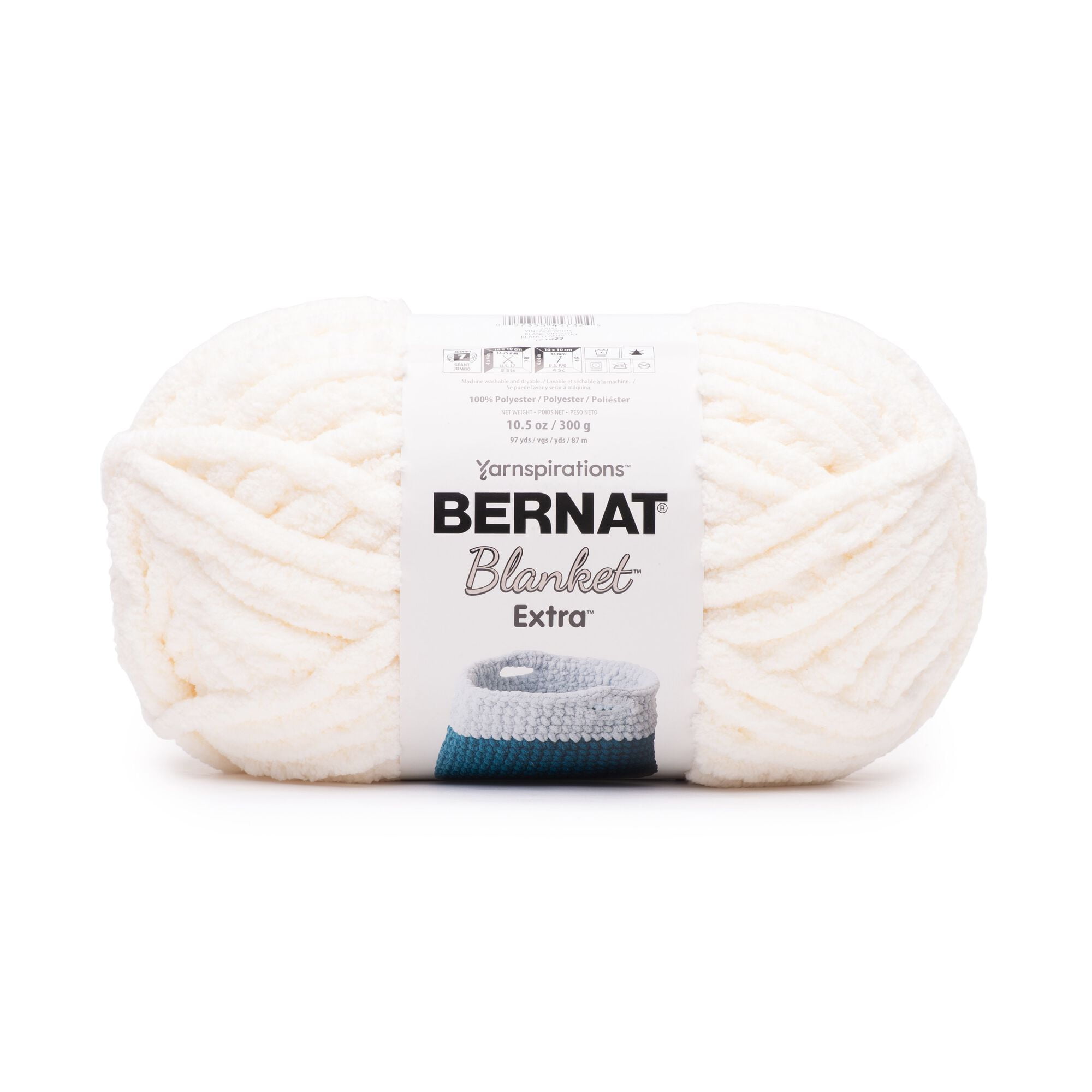 Bernat Blanket Yarn Big 10.5 oz Skein in Vintage White (Cream) No Dye Lot