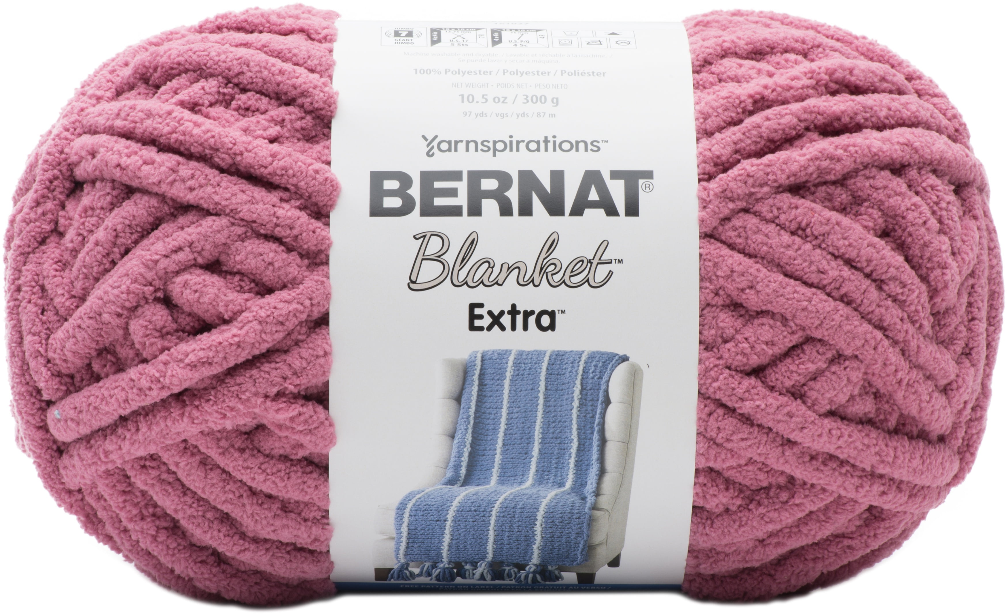 Bernat Blanket Extra Burnt Rose Yarn - 2 Pack of 300g/10.5oz - Polyester - 7 Jumbo - 97 Yards - Knitting/Crochet