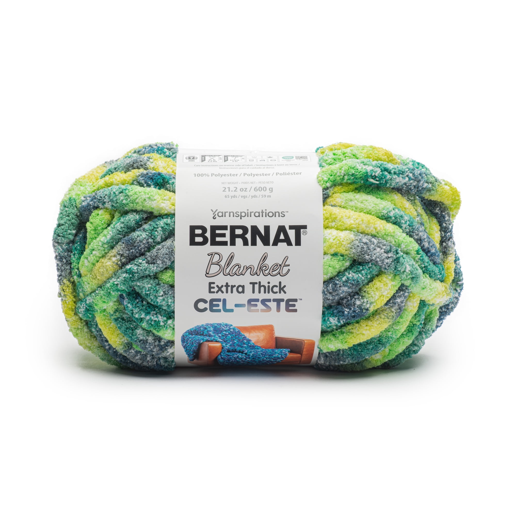 Bernat® Blanket Extra Thick Cel-Este™ #7 Jumbo Polyester Yarn, Orion Green 21.2oz/600g 65 Yards