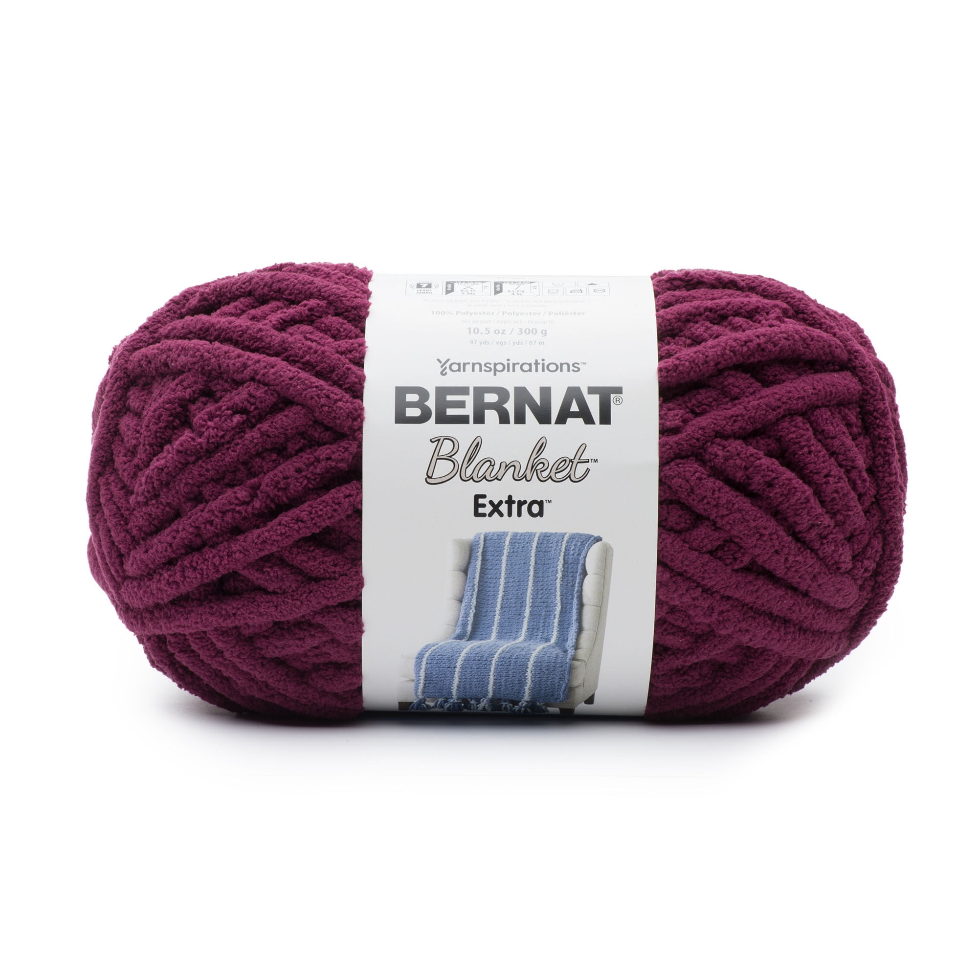 Bernat Blanket Extra Yarn, Burgundy Plum, 10.5oz(300g), Jumbo, Polyester 