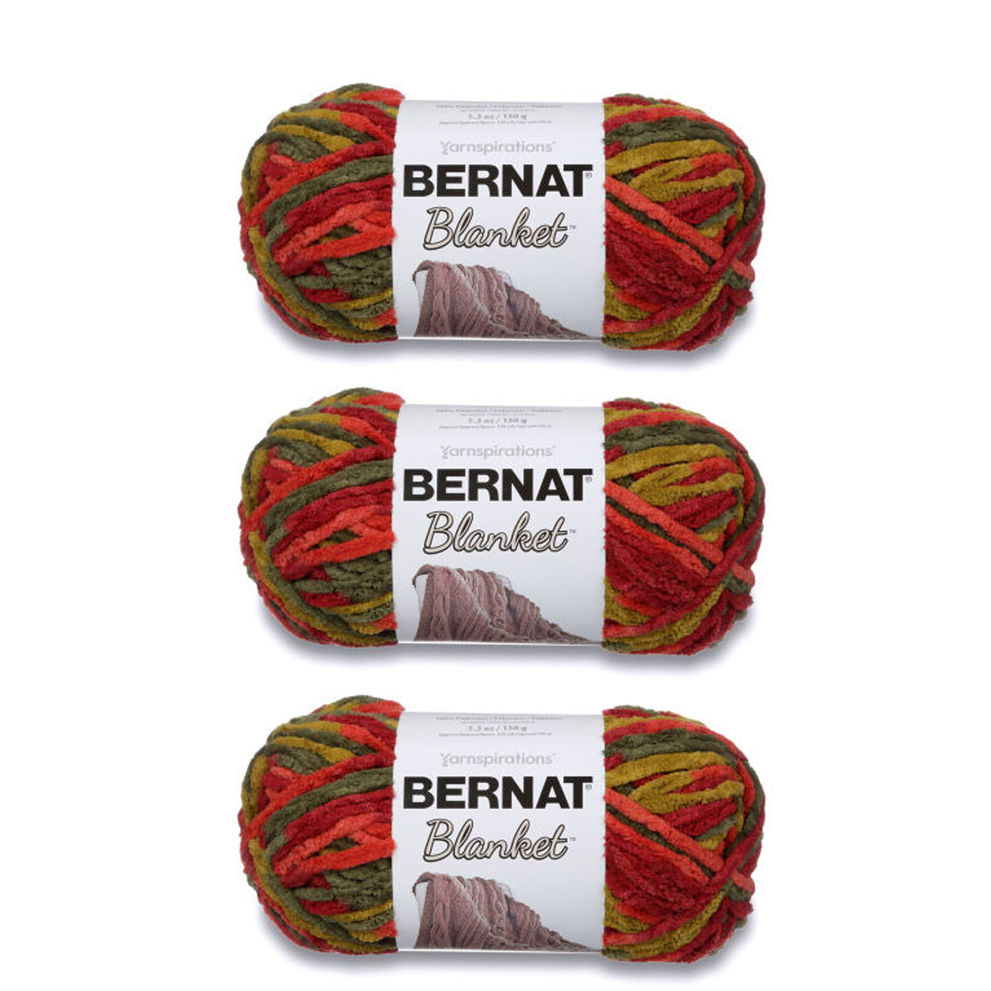 Bernat Blanket Harvest Yarn - 3 Pack of 150g/5.3oz - Polyester - 6 Super Bulky - 108 Yards - Knitting/Crochet
