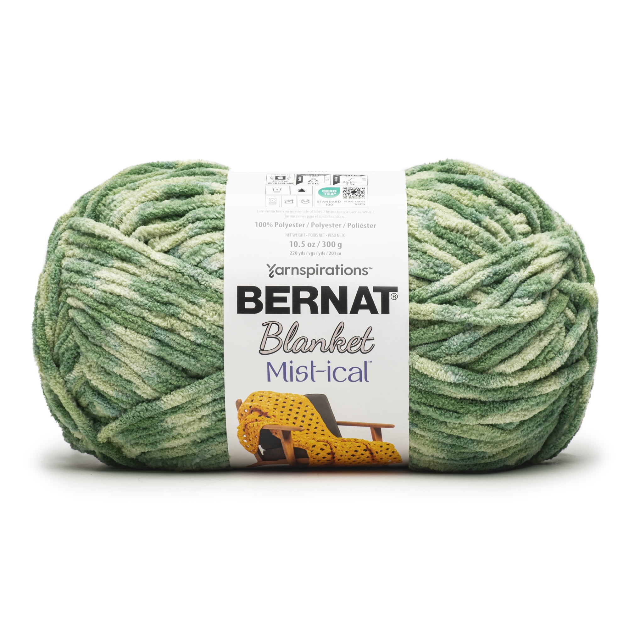 Bernat® Blanket Mist-ical™ #6 Super Bulky Polyester Yarn, Fresh Green 10.5oz/300g 220 Yd