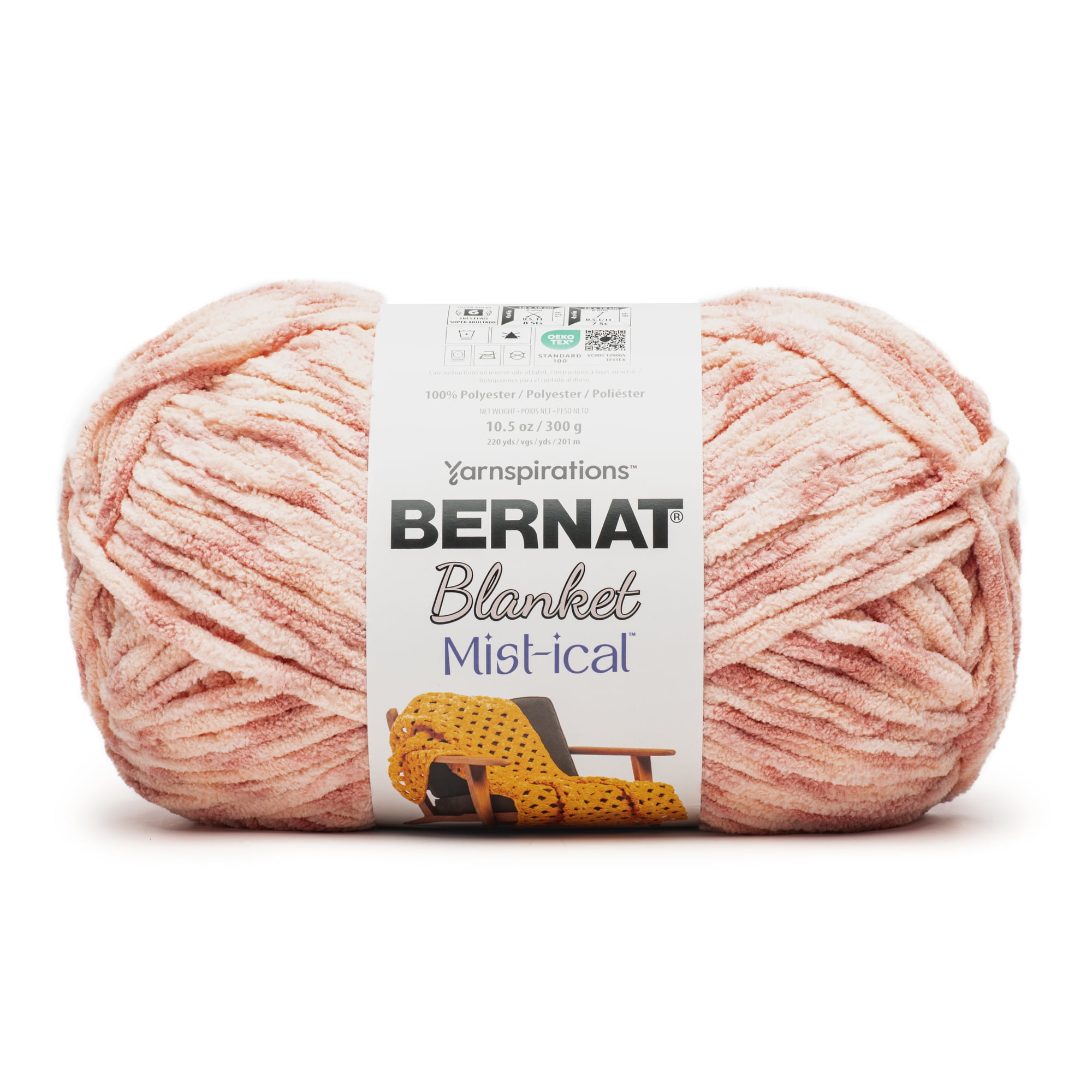 Bernat® Blanket Mist-ical™ #6 Super Bulky Polyester Yarn, Pink Quartz 10.5oz/300g 220 Yd