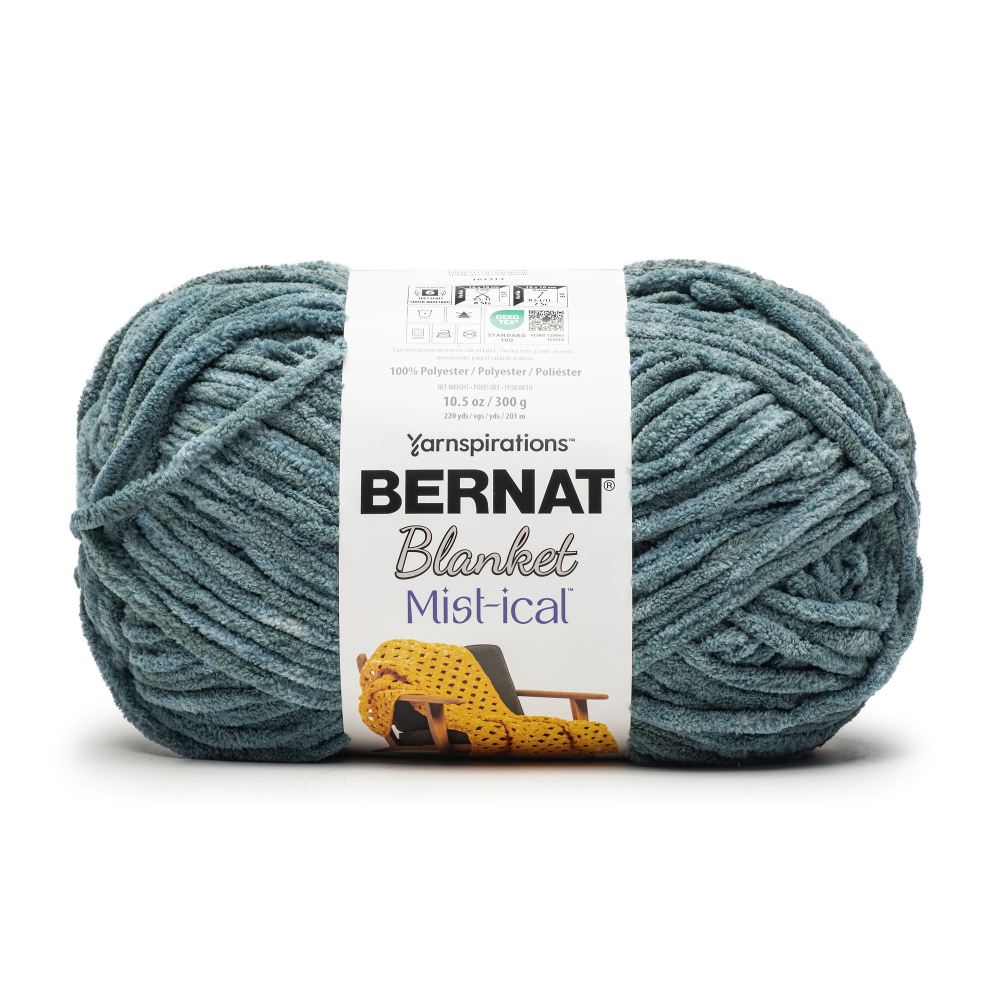 Bernat® Blanket Mist-ical™ #6 Super Bulky Polyester Yarn, Teal Stream 10.5oz/300g 220 Yd
