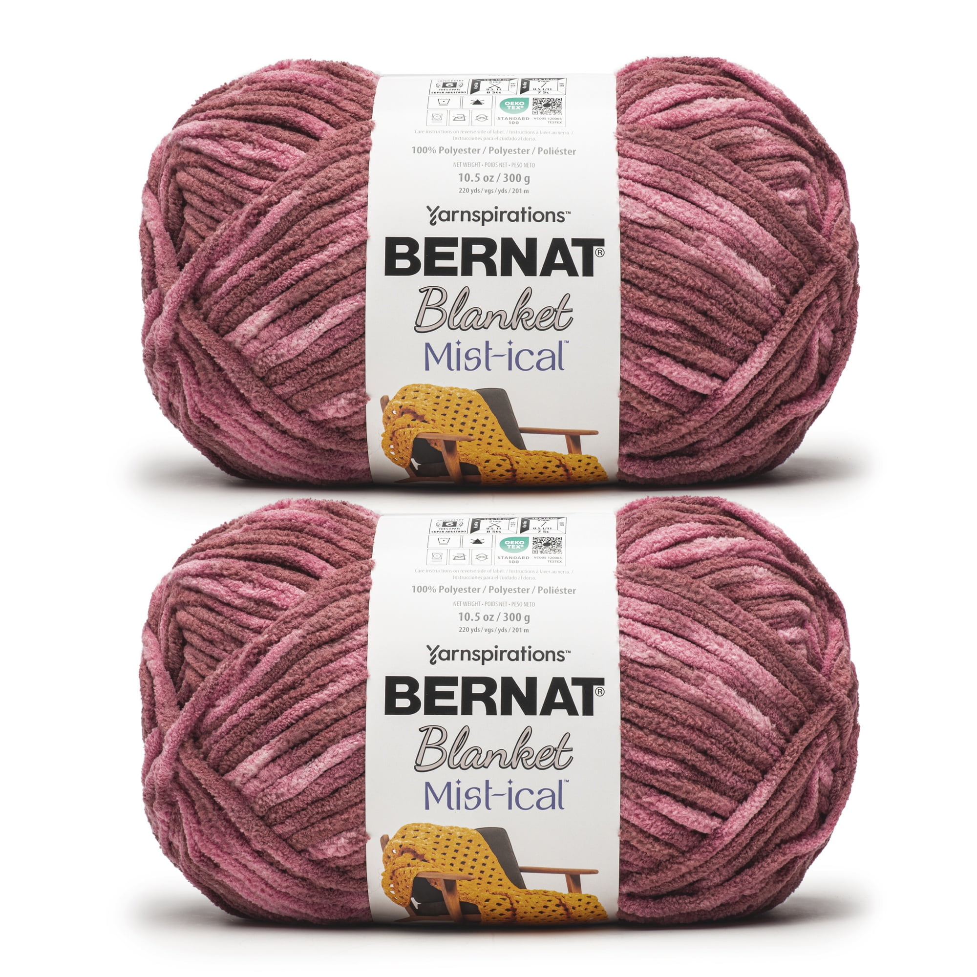 Bernat® Blanket Mist-ical™ Super Bulky Polyester Yarn, Berry 10.5oz/300g 220yd (2Pk)