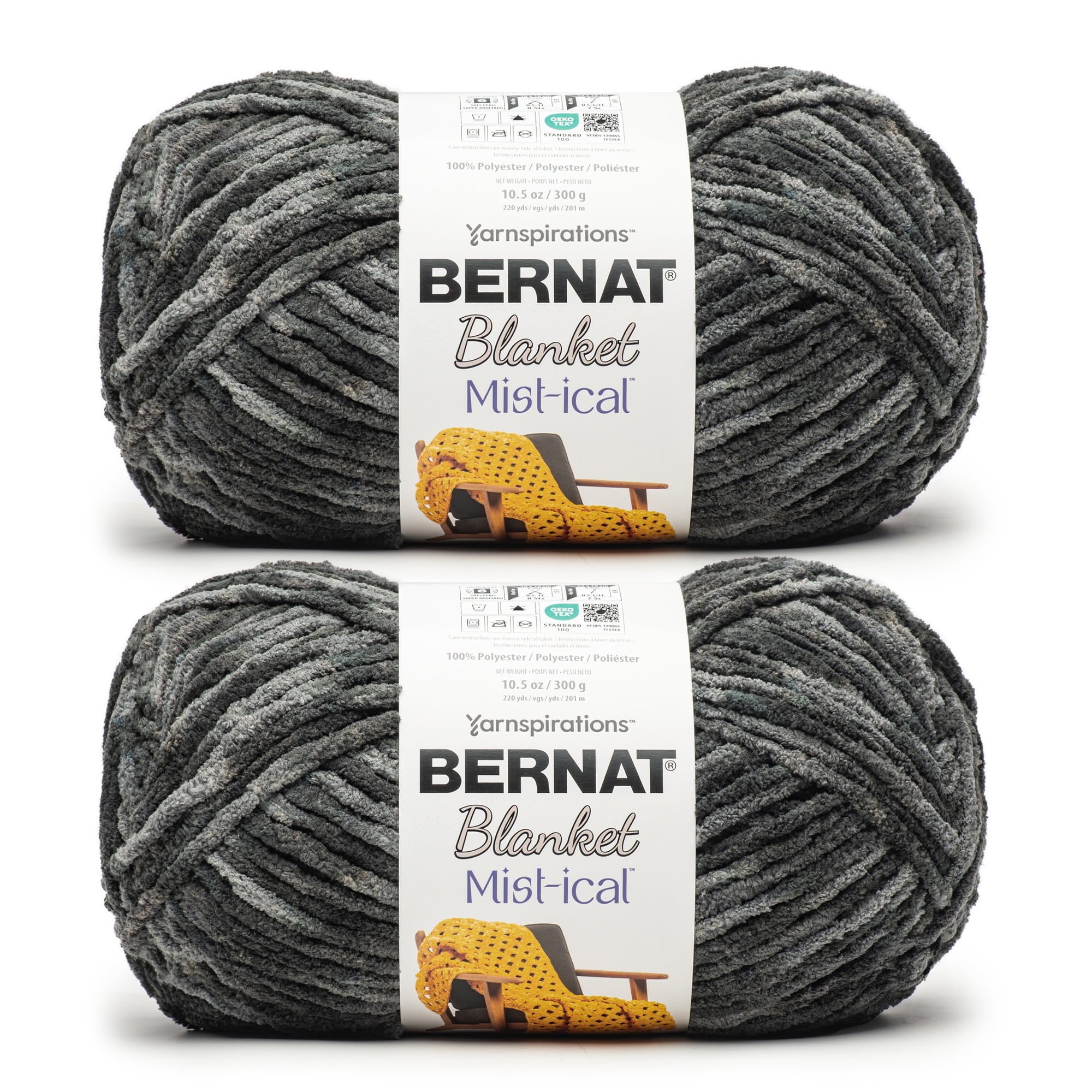 Bernat® Blanket Mist-ical™ Super Bulky Polyester Yarn, Cinder 10.5oz/300g 220yd (2Pk)