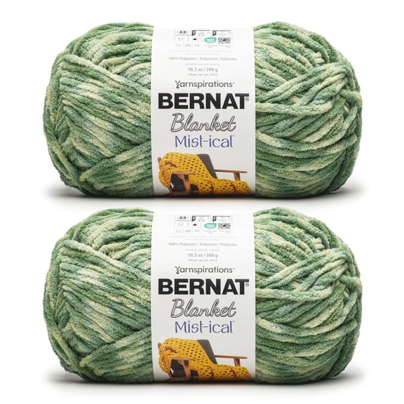 Bernat® Blanket Mist-ical™ Super Bulky Polyester Yarn, Fresh Green 10.5oz 220yd (2Pk)