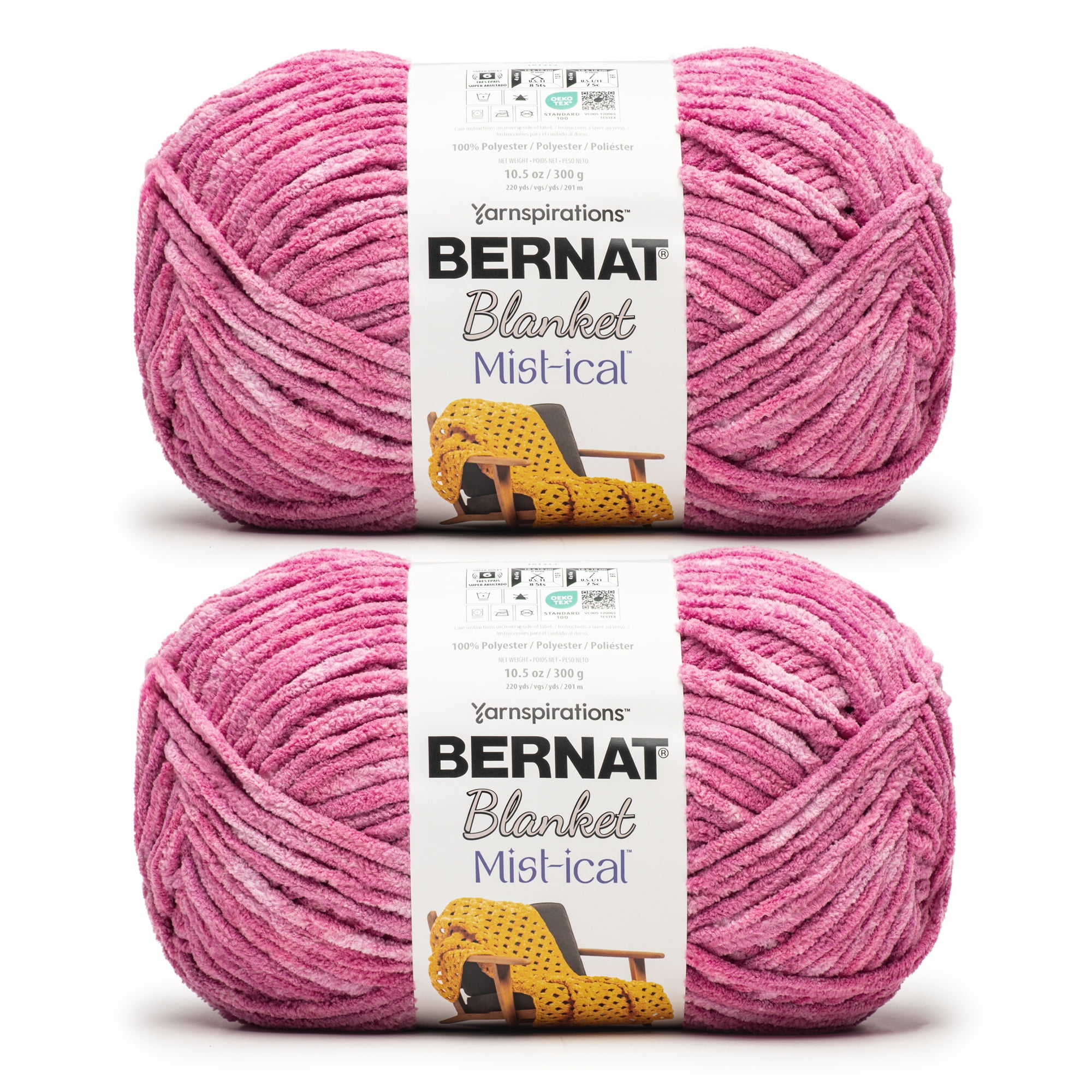 Bernat® Blanket Mist-ical™ Super Bulky Polyester Yarn, Phlox 10.5oz/300g 220yd (2Pk)