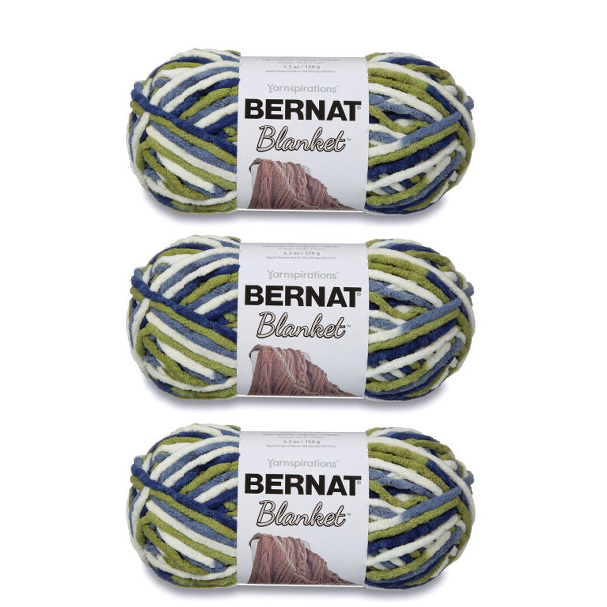 Bernat Blanket Oceanside Yarn 3 Pack of 150g/5.3oz Polyester 6