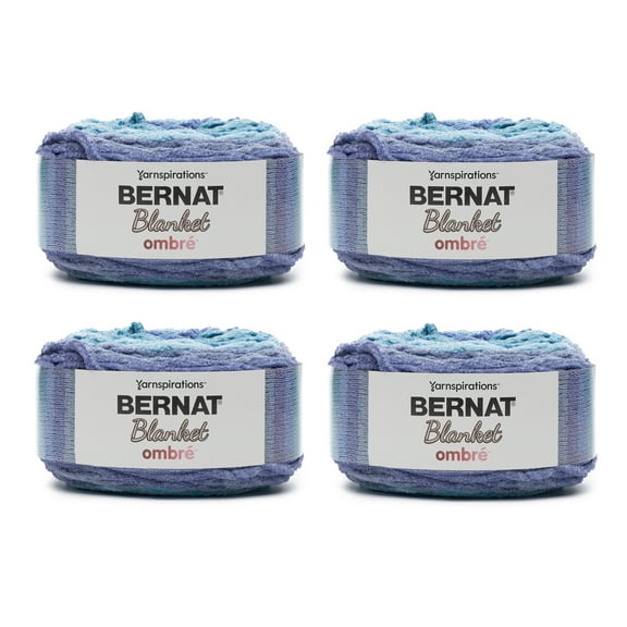 Bernat® Blanket Ombre™ #6 Super Bulky Polyester Yarn, Shaded Blue Ombre 10.5oz/300g, 220 Yards (4 Pack)