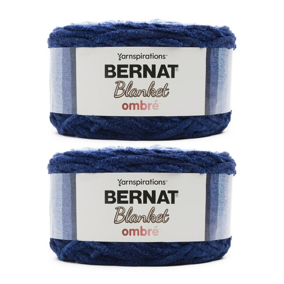 Bernat® Blanket Ombre BB™ #6 Super Bulky Polyester Yarn, Navy Ombre 10.5oz/300g 2pk