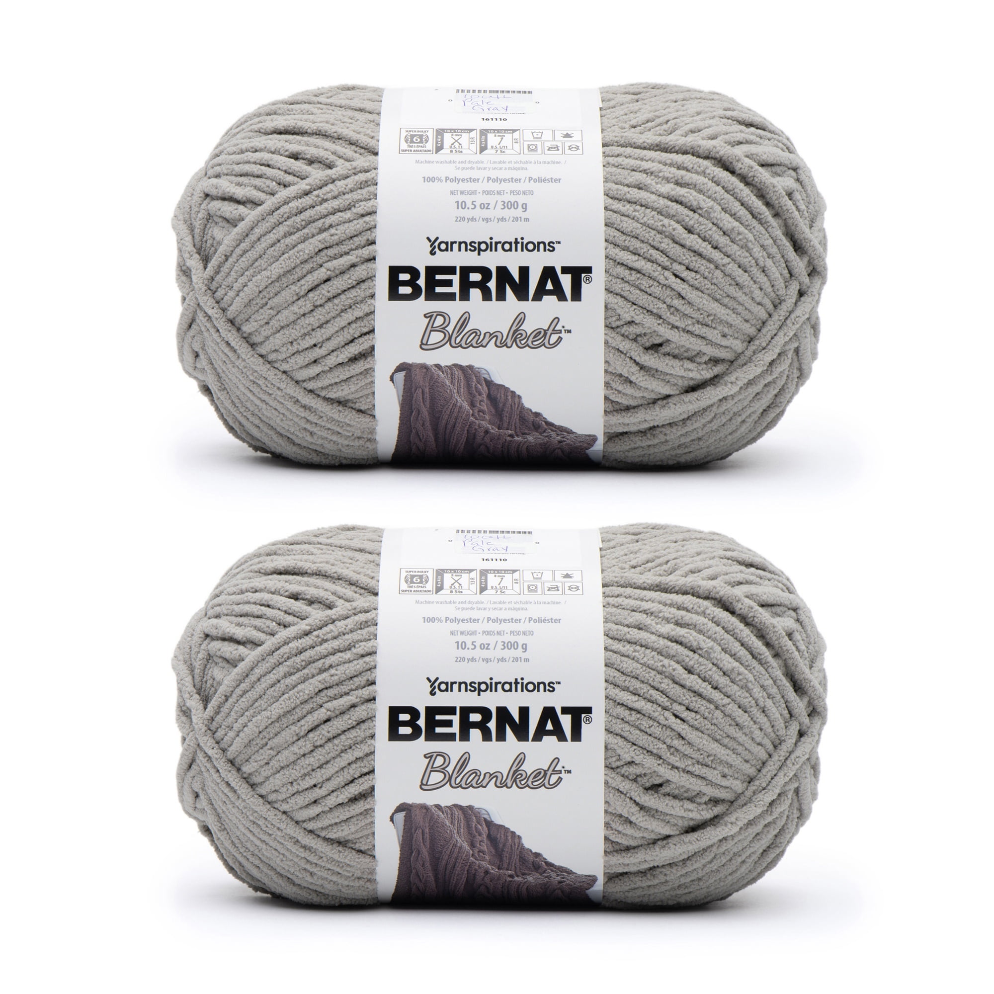 Bernat Blanket Ombre Charcoal Ombre Yarn - 2 Pack of 300g/10.5oz -  Polyester - 6 Super Bulky - 220 Yards - Knitting/Crochet