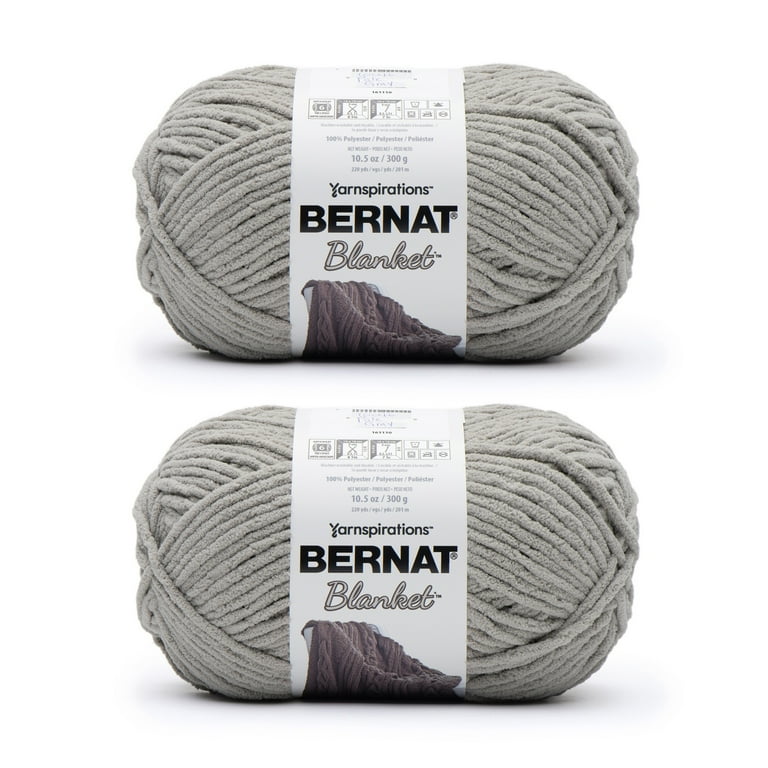 Bernat Blanket Pale Gray Yarn - 2 Pack of 300g/10.5oz - Polyester - 6 Super  Bulky - 220 Yards - Knitting/Crochet