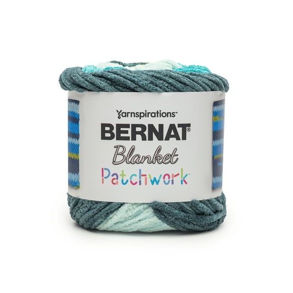 Bernat® Blanket Patchwork™ #6 Super Bulky Polyester Yarn, Teal Dream 10.5oz/300g 220 Yards