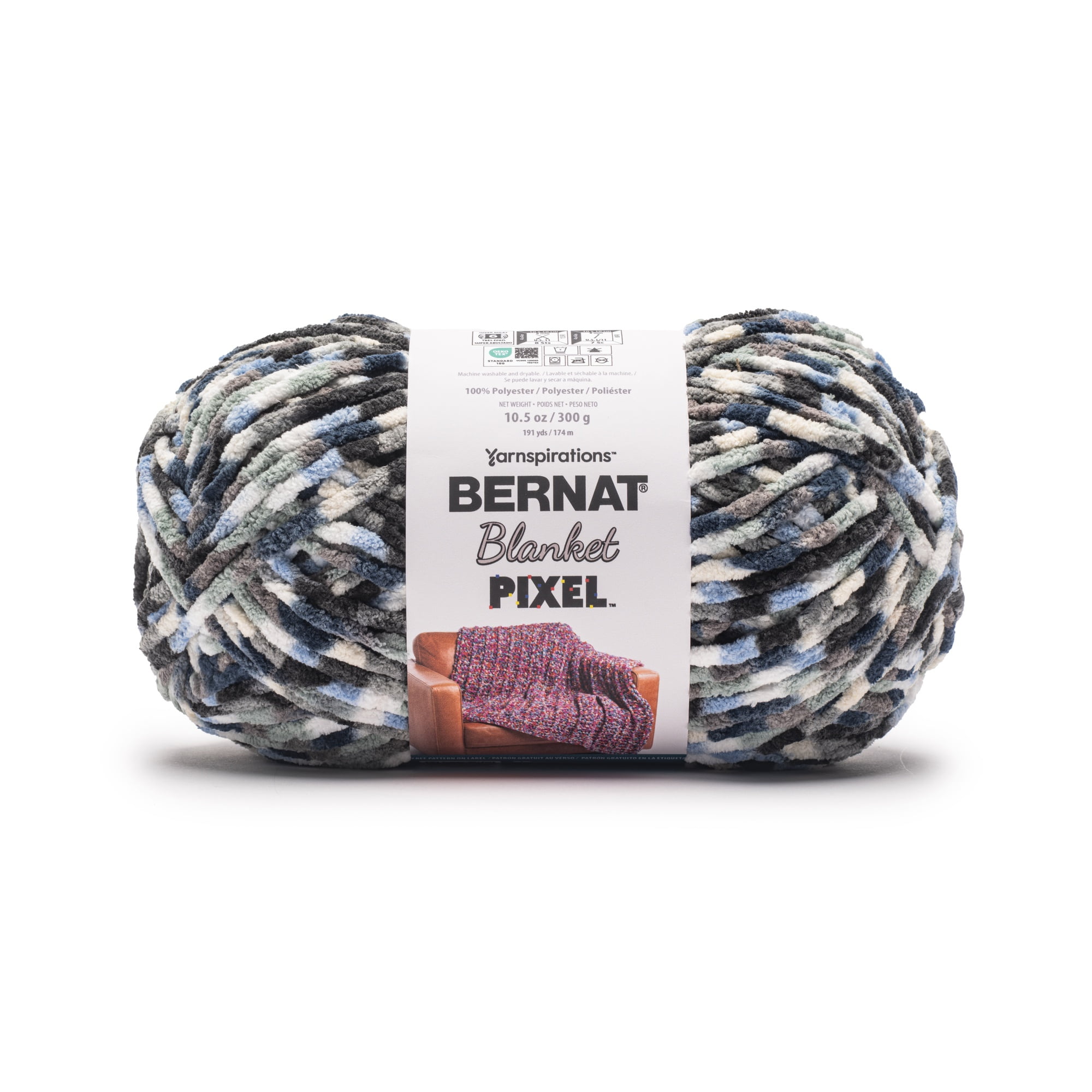 Bernat® Blanket Pixel™ #6 Super Bulky Polyester Yarn, Out At Sea 10.5oz/300g 191 Yards
