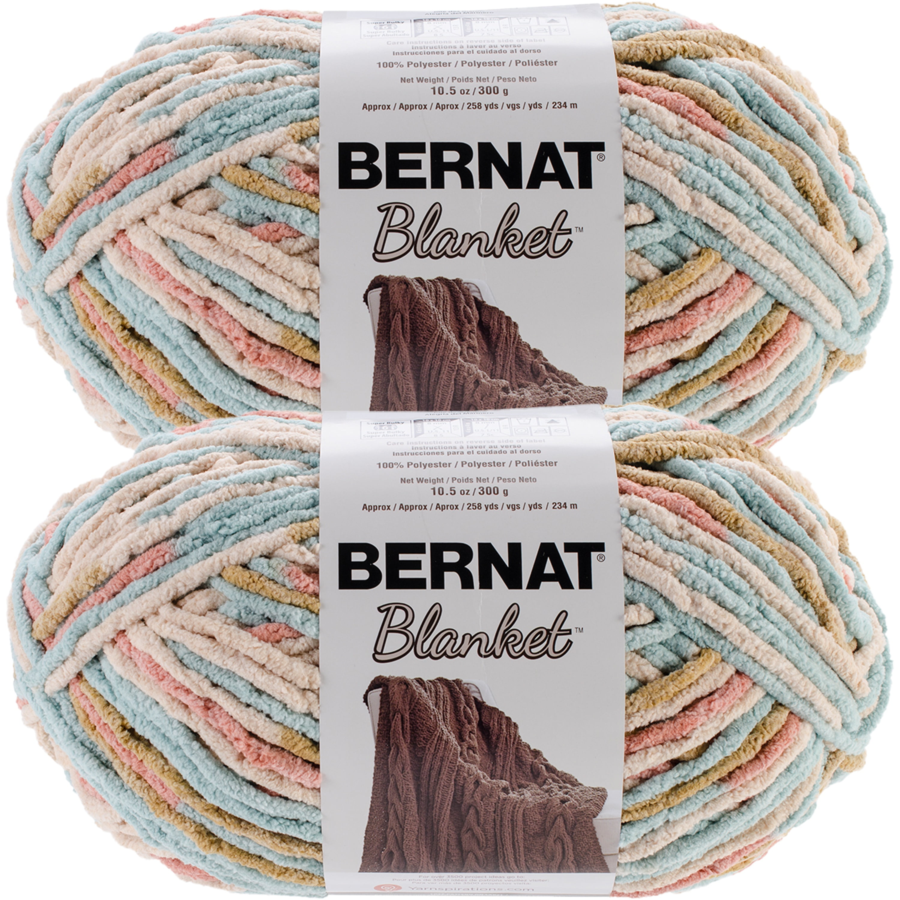 Bernat Blanket Sailor's Delight Yarn 2 Pack of 300g/10.5oz Polyester 6 Super Bulky - 220 Yards Knitting/Crochet