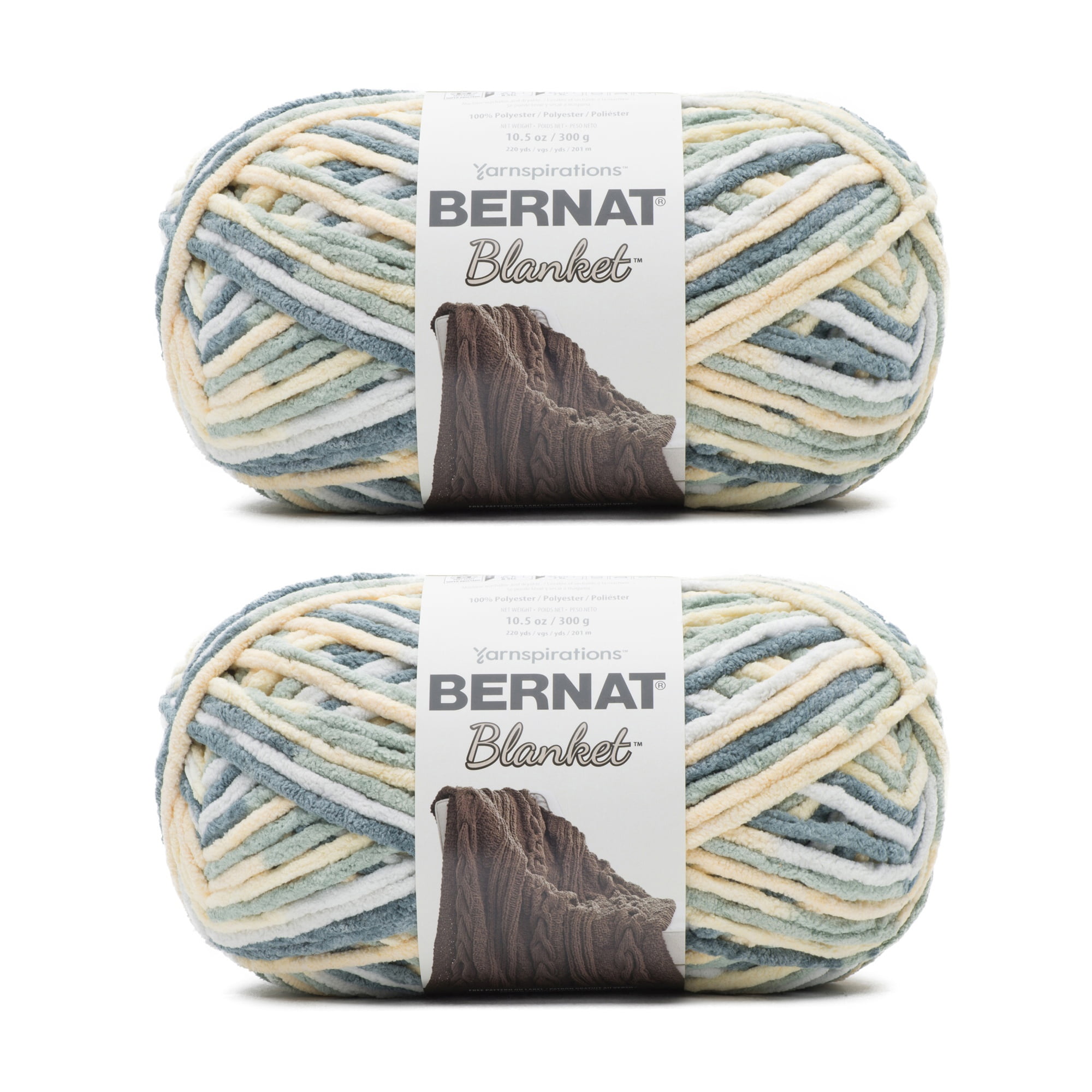 Bernat deken grijs blauw garen: 2 stuks 300g, polyester, categorie 6 super bulky, 220 yard: breien/haken