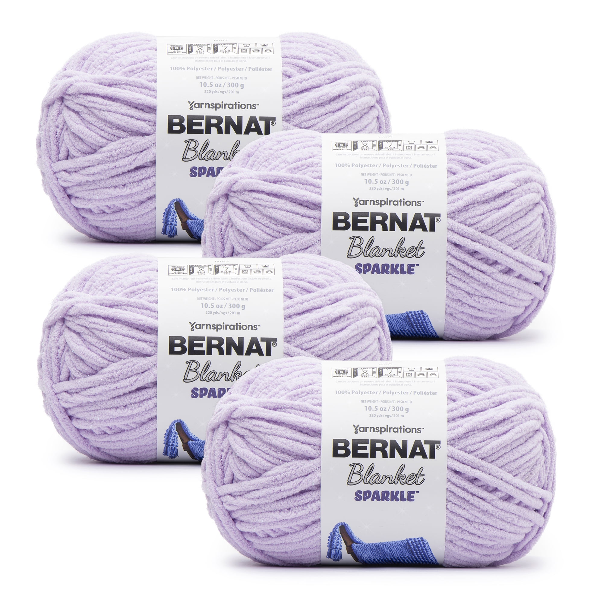Bernat® Blanket™ #6 Super Bulky Polyester Yarn, Purple Haze 10.5oz/300g,  220 Yards (4 Pack)