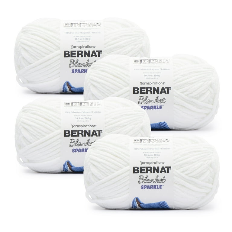 Bernat® Blanket Sparkle™ #6 Super Bulky Polyester Yarn, White Sparkle  10.5oz/300g, 220 Yards (4 Pack)