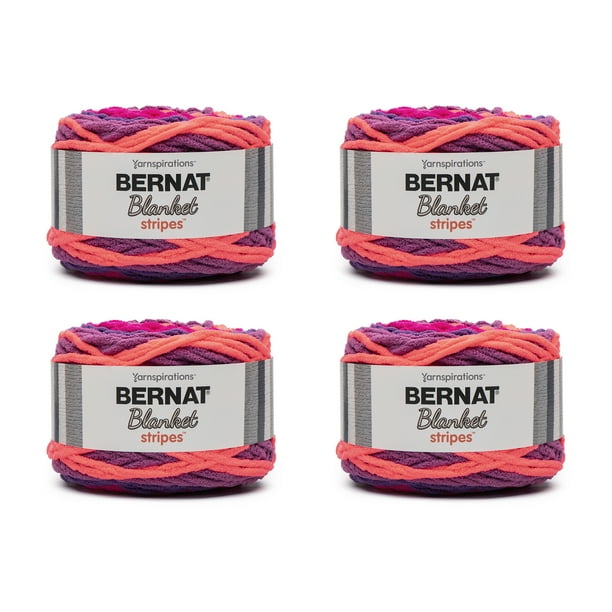 Bernat® Blanket Stripes™ 6 Super Bulky Polyester Yarn, Neon Plum 10