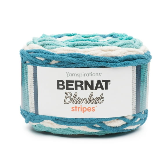 Bernat® Blanket Stripes™ #6 Super Bulky Polyester Yarn, Teal Deal 10.5oz/300g, 220 Yards