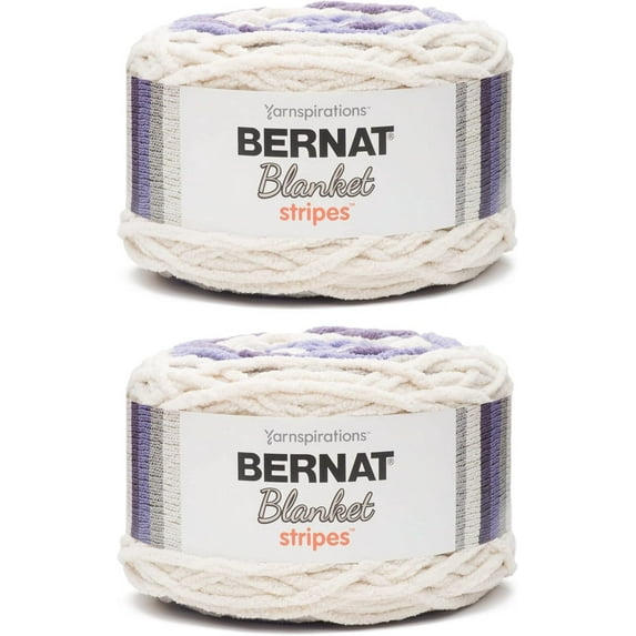 Bernat Blanket Stripes Grapevine Yarn - 2 Pack of 300g/10.5oz - Polyester - 6 Super Bulky - 220 Yards - Knitting/Crochet