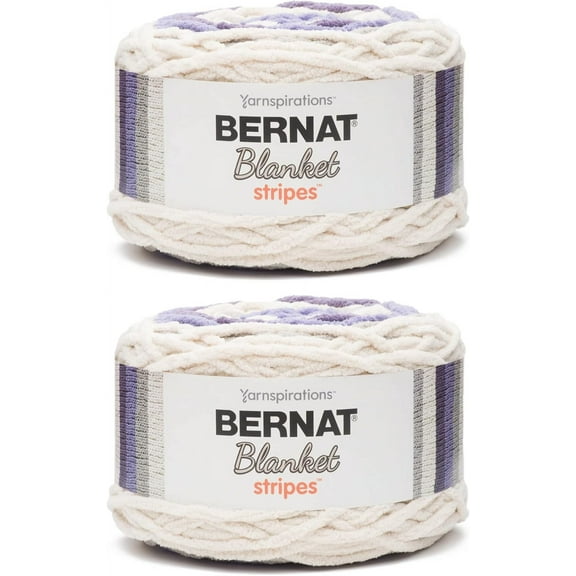Bernat Blanket Stripes Grapevine Yarn - 2 Pack of 300g/10.5oz - Polyester - 6 Super Bulky - 220 Yards - Knitting/Crochet