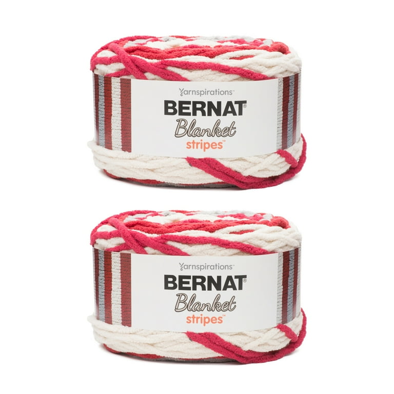 Bernat Blanket Stripes #6 Super Bulky Polyester Yarn, Red Alert 10.5oz/300g, 220 Yards (4 Pack)