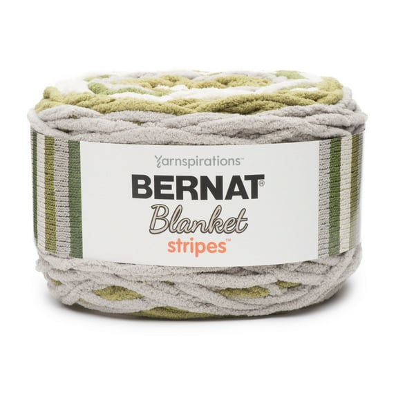 Bernat Blanket Stripes Yarn, Olive Branch, 10.5oz(300g), Super Bulky, Polyester
