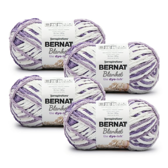 Bernat® Blanket Tie Dye-ish™ #6 Super Bulky Polyester Yarn, Lavender 10.5oz/300g, 220 Yards (4 Pack)