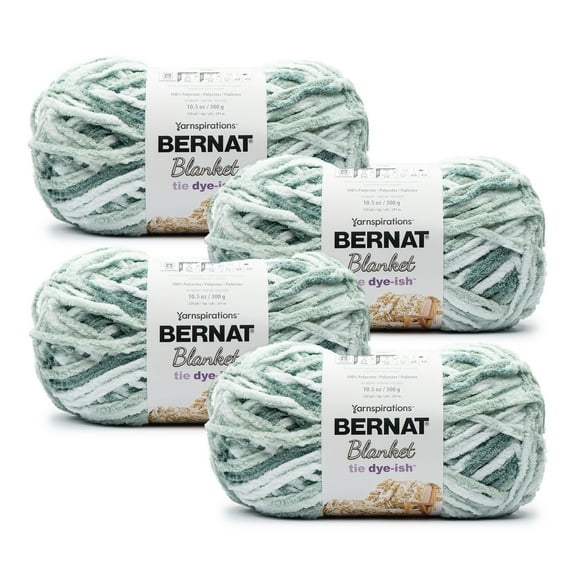 Bernat® Blanket Tie Dye-ish™ #6 Super Bulky Polyester Yarn, Mossy Hills 10.5oz/300g, 220 Yards (4 Pack)