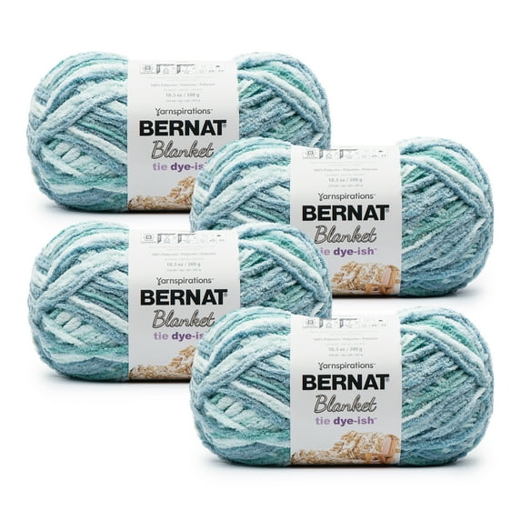 Bernat® Blanket Tie Dye-ish™ #6 Super Bulky Polyester Yarn, Tropical Sea 10.5oz/300g, 220 Yards (4 Pack)