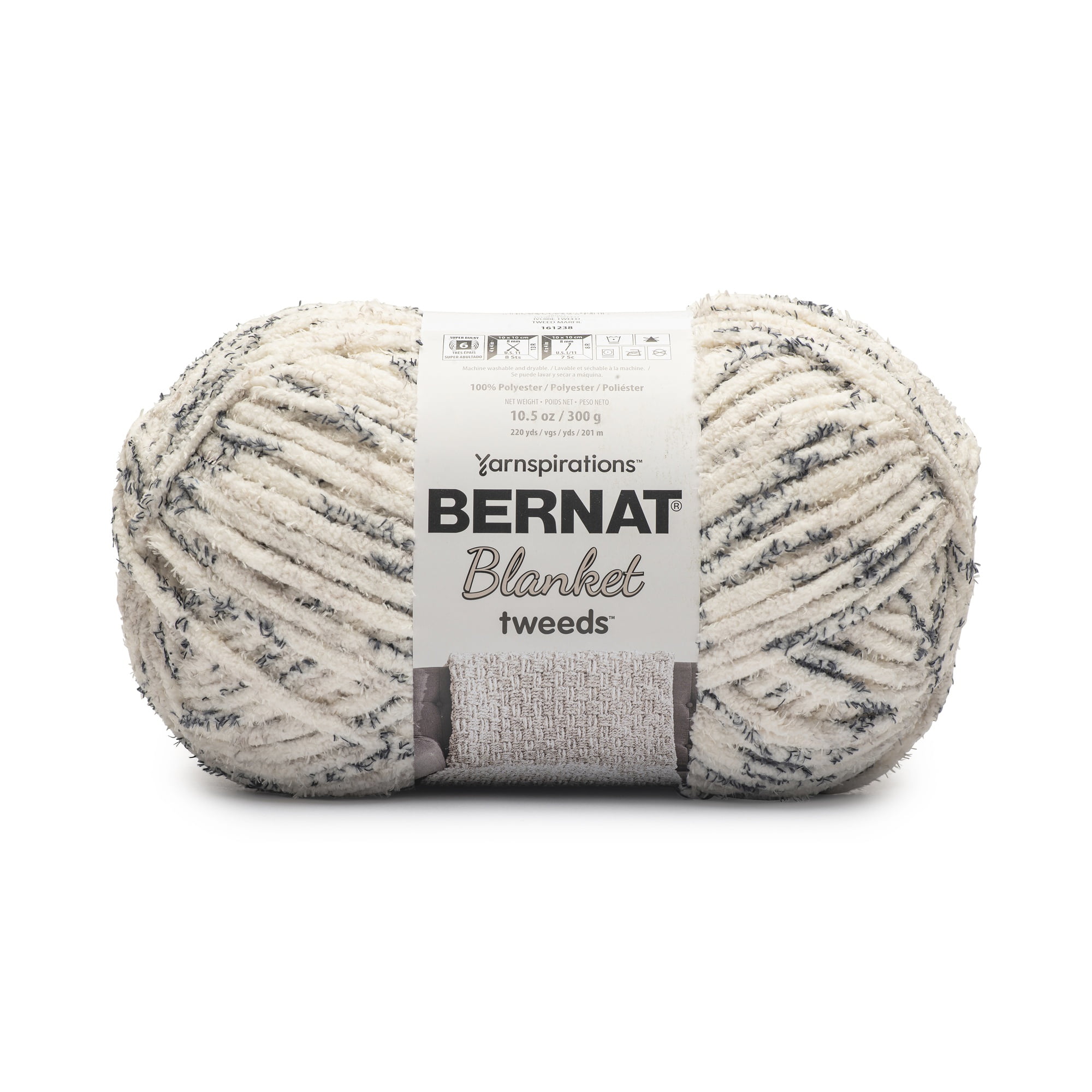 Bernat Blanket Tweeds Yarn, 10.5 oz/300g, Ivory Tweed