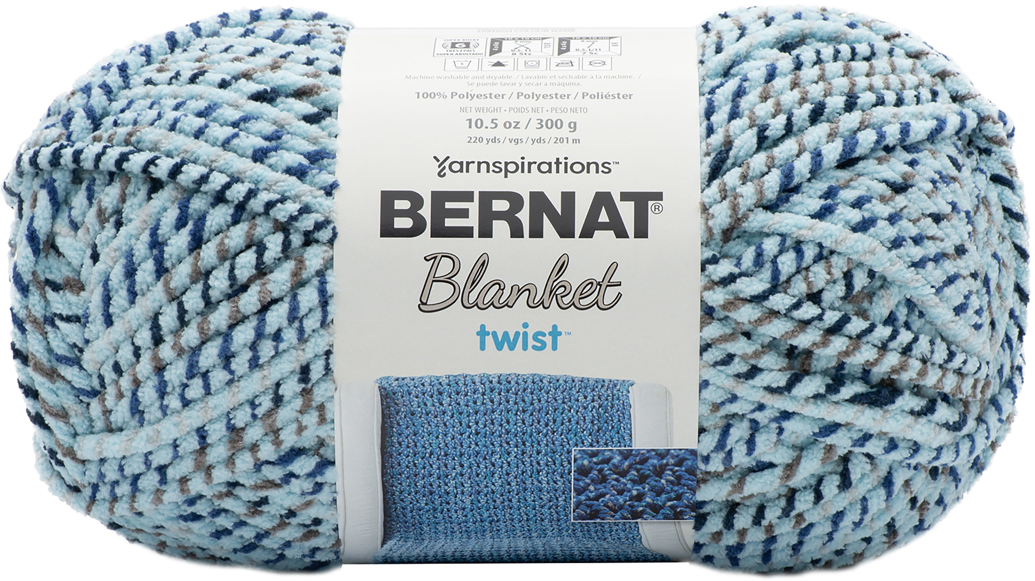 Bernat Blanket Tweeds Dove Tweed Yarn - 2 Pack of 10.5oz/300g - Polyester - #6 Super Bulky - 220 Yards - Knitting & Crochet